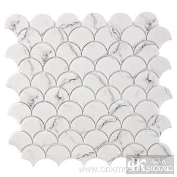 Glass Mosaic Fish Scale Fan Shaped Tile